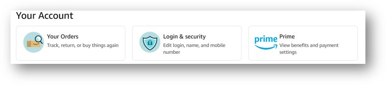 Account login and security menu