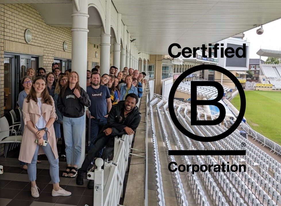 The MinsterFB team with the B Corp logo