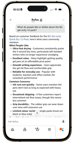 Review summary - one of the AI shopping tools on Amazon